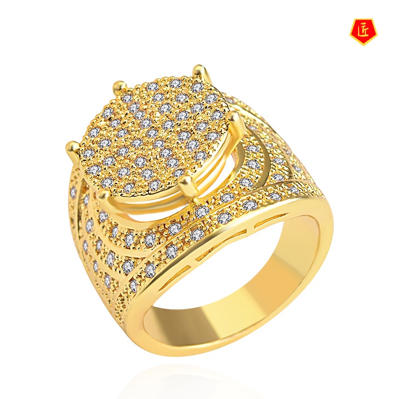 [Ready Stock]Women's 18K Gold Micro-Inlaid Diamond Ring