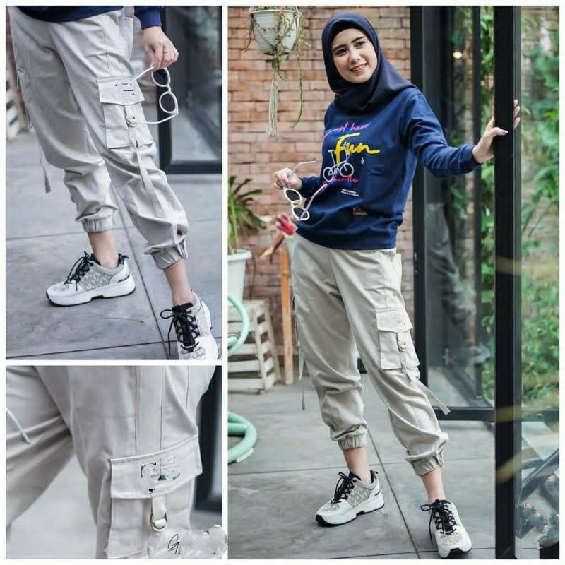 celana wanita// celana joger pants cargo kekinian