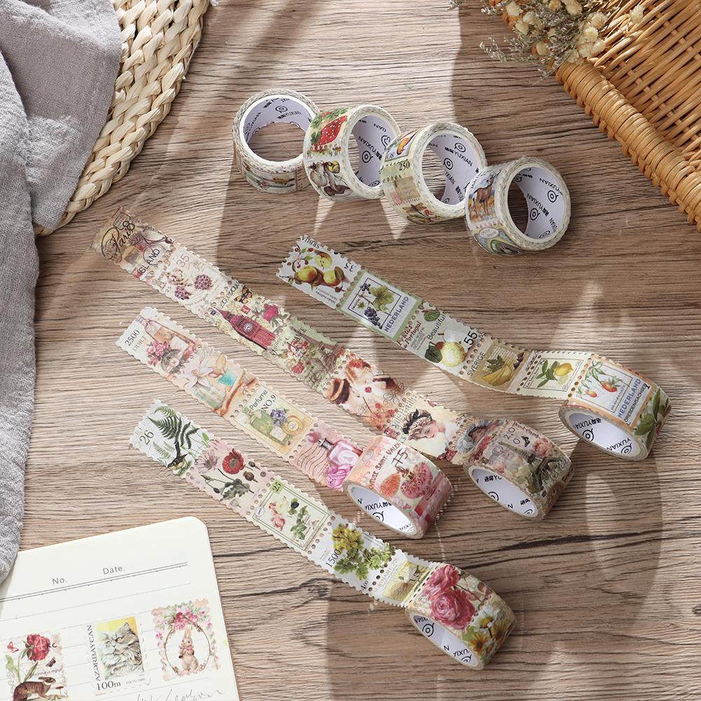 R-flower Washi Stiker Retro Diary Planner Jurnal Vintage Stamp Tape