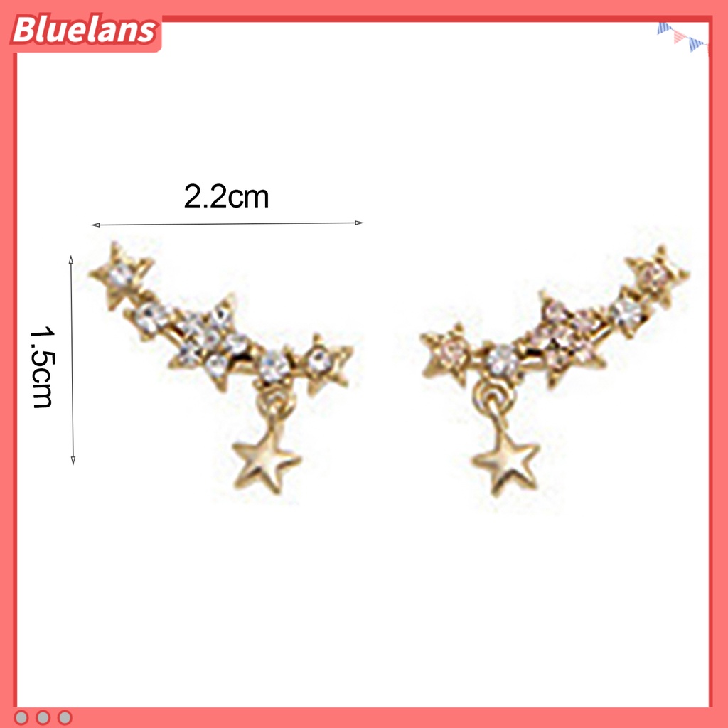 Bluelans 1 Pair Ear Studs Piercing Jewelry Gift Alloy Five-Pointed Star Pendant Earrings