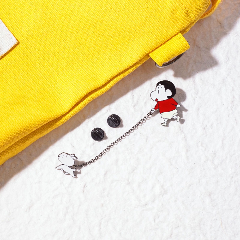 Needway  Enamel Crayon Shin-Chan Brooch Pin Animal Dog Collar Accessories Badge Pin Anime Unique Bag Decoration Cartoon Collection Gift Fashion Jewelry