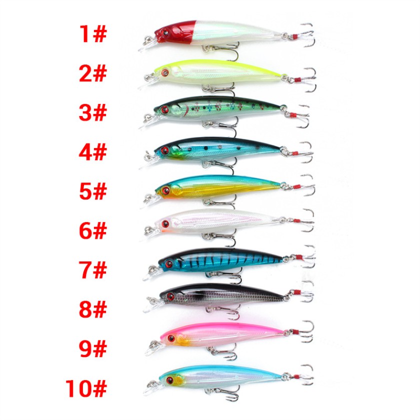 1Pcs Minnow Umpan Pancing Fishing Lure Hard Bait Bentuk Ikan Imitasi Panjang 9cm Berat 7.2g 10 Warna