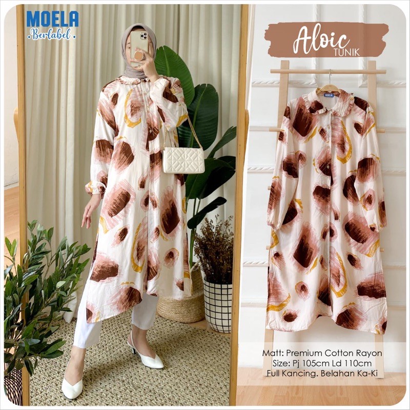 Aloic Tunik Katun Rayon Motif Abstrak