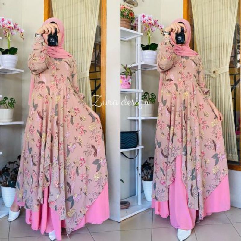 Dress muslim 2layer by Zura original gamis ceruty