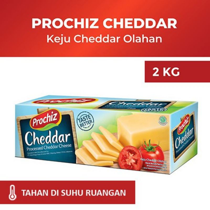 Exp Lama (COD) KEJU PROCHIZ Cheddar 2kg Cheese Chedar chese 2 kg Expired Panjang Berkualitas