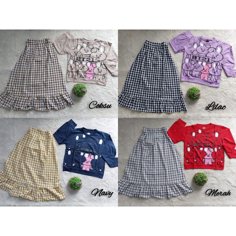 Set rok anak Tanggung //Set Rok _Kotak Oxford_ Anak Tanggung