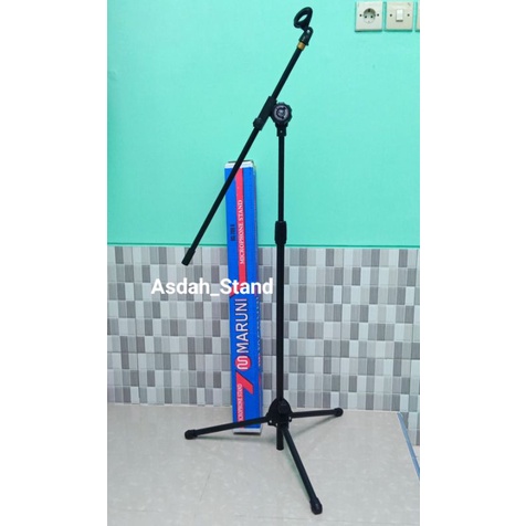 Stand Mic Tinggi Black Besi Tebal (Cat Powder Coating) + Holder Mic