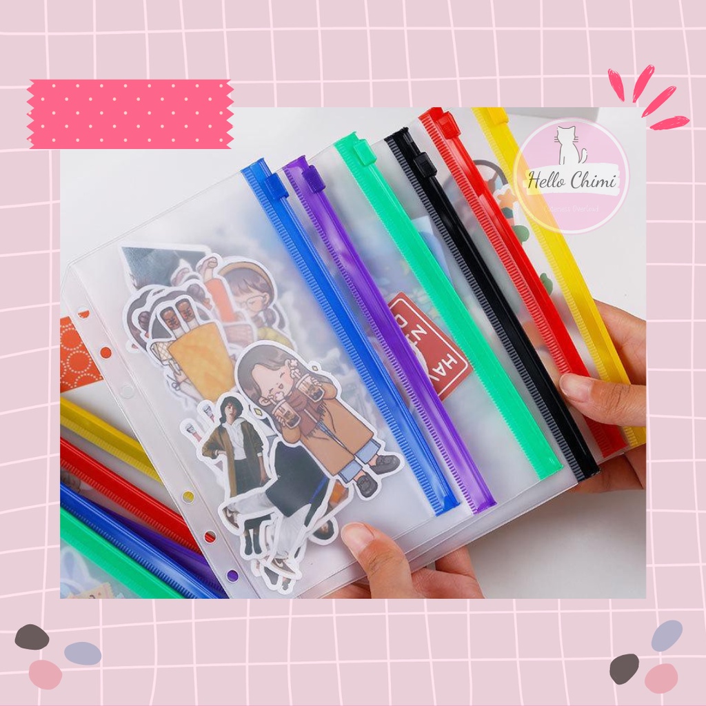 

ZIPLOCK SLEEVE COLOR TRANSPARANT A6 BINDER | JURNAL AESTHETIC