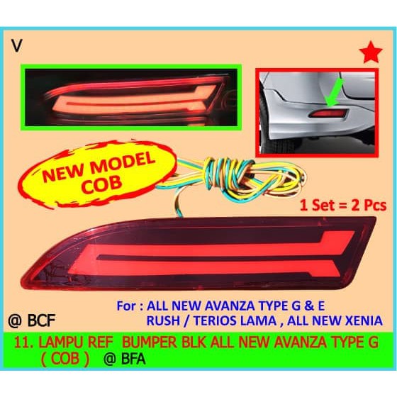 LAMPU REFLEKTOR BUMPER BELAKANG ALL NEW AVANZA  XENIA COB