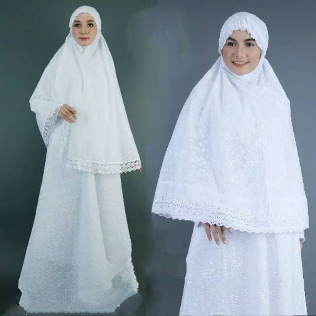 Baju Gamis Warna Putih / Gamis Putih Set Bergo / Gamis Putih Syari