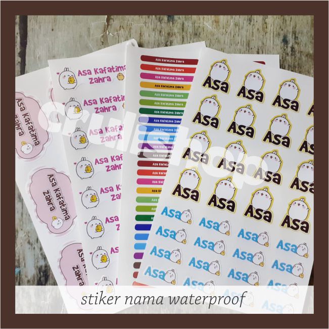 

Stiker label nama waterproof molang piu isi 90-100pcs