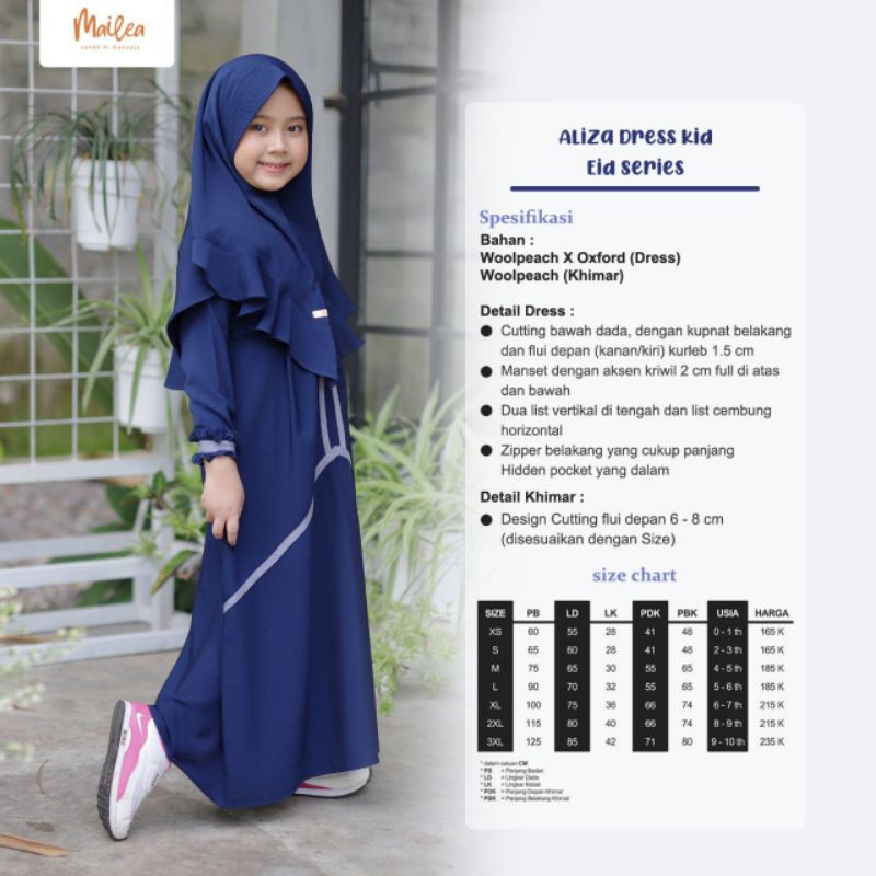 GAMIS ANAK CANTIK KEKINIAN - ALIZA DRESS KIDS NAVY