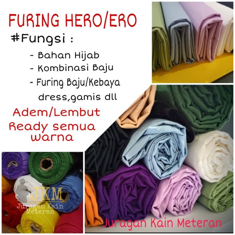 Kain Hero Ero Erro Furing Katun Meteran Polos Kain Alas Kain Puring Kain Hijab Lapisan baju puring l