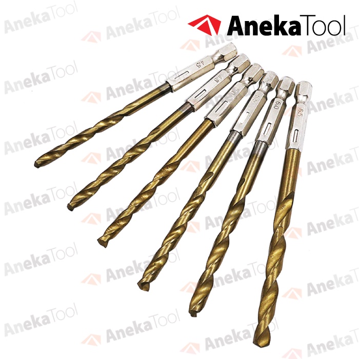 Mata Bor Besi Baja Set 13pcs HSS Titanium Power Drill Steel Hex Shank