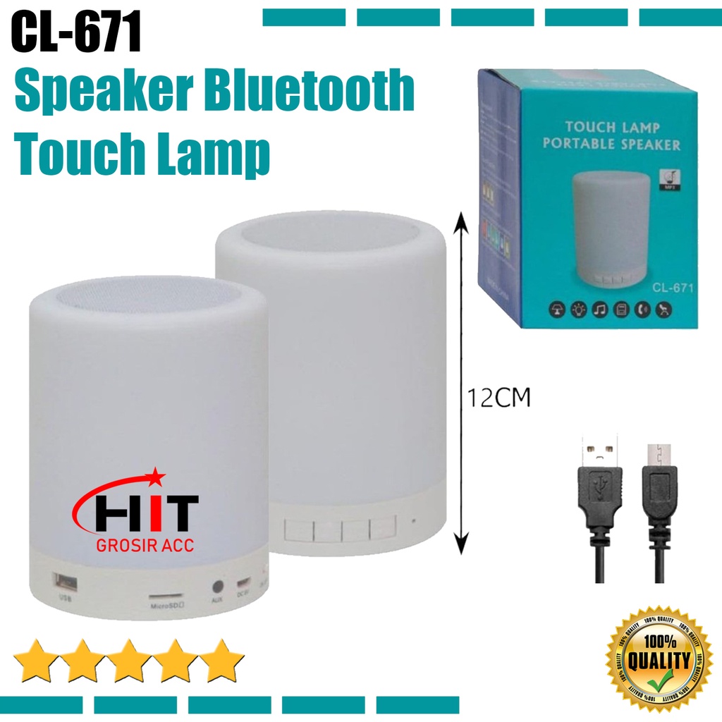 Speaker Bluetooth CL-671 Smart Touch RGB Nigh Light Lamp LED Disco