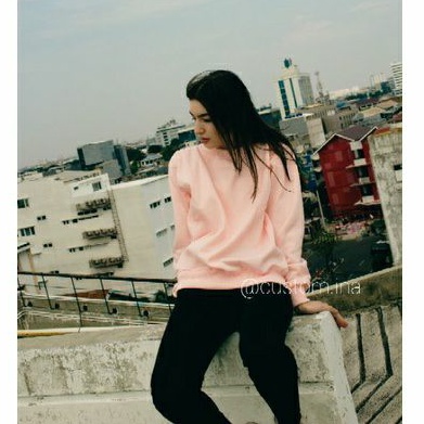 Basic Sweater Polos Peach Crewneck Sweatshirt Pria Wanita Size M - XXXL-1