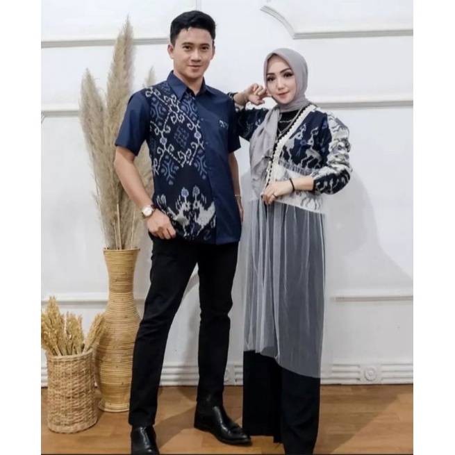 baju tenun couple - set couple tenun - couple tenun - couple etnik - baju tenun - baju etnik - outer etnik -  kimonik ayra md couple ( kemeja dan outer)