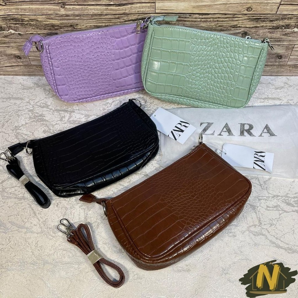 Shoulder Bag Zara Croco FREE DUSTBAG / Tas Selempang Bahu Leather Tas Kulit