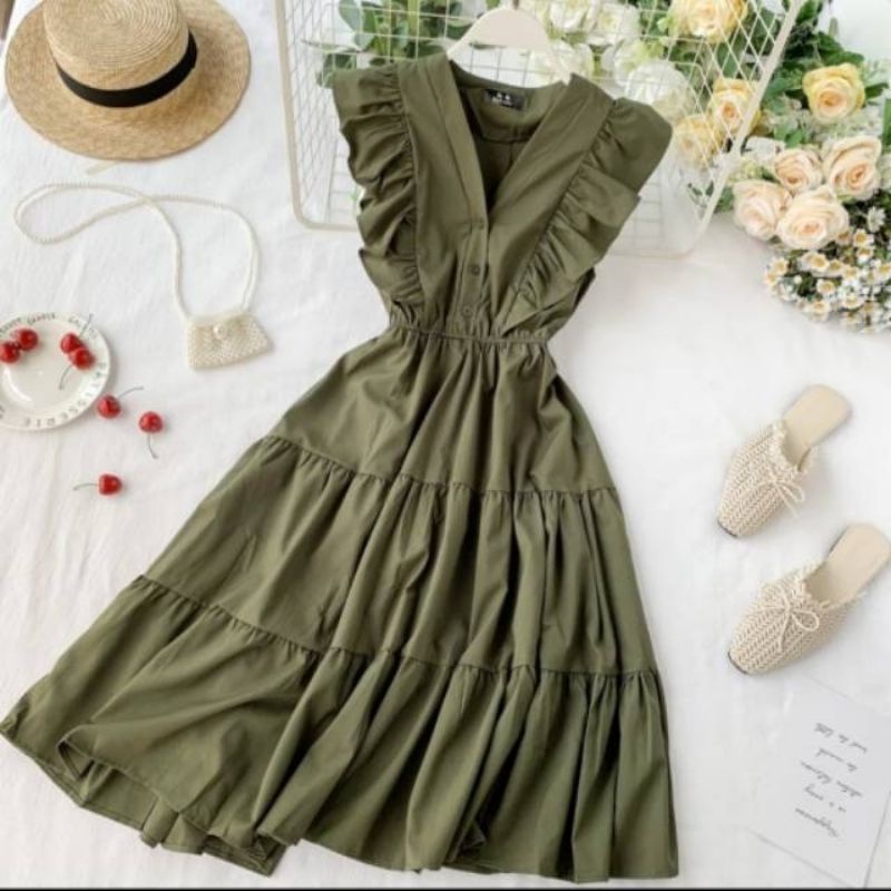 Dress Arlene warna Army