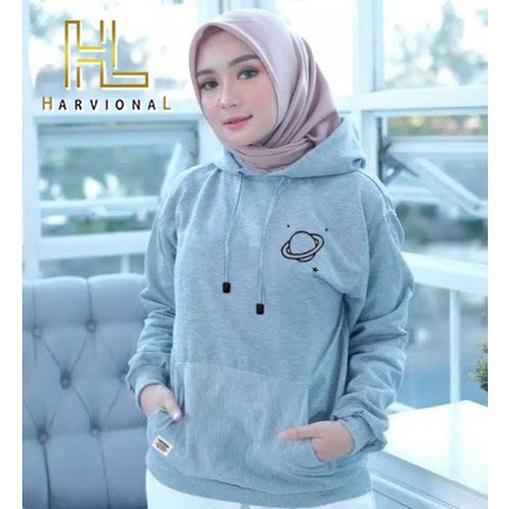 Parisdivarious Sweater Hoodie Jemper Planet Bahan Fleece Size S - XXL (Pria &amp; Wanita)