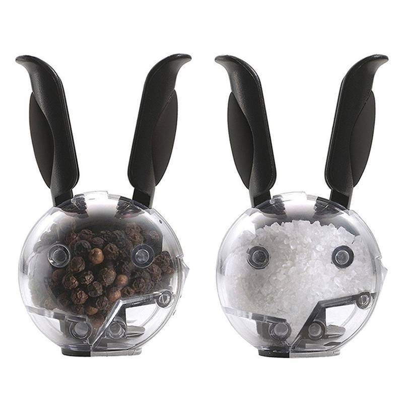 New Rabbit-Shaped Salt Shaker & Black Pepper Mill Grinder Pots Acrylic Grinder