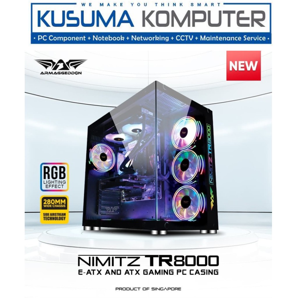 Armaggeddon Nimitz TR8000 Extended E ATX Gaming PC Case Tempered Glass