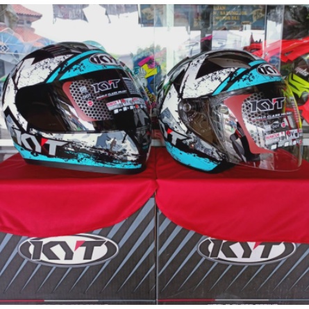 Paket ( Couple ) Helm KYT R-10 Seri #3 + KYT galaxy slide motif Seri #3 Size M - L - XL