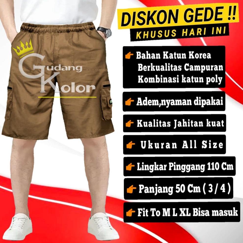 [KODE PRODUK RPVIV5984] Celana Pendek Cargo Pria Cwok 3/4 Santai Cowok Dewasa Bahan Katun Boss Kargo