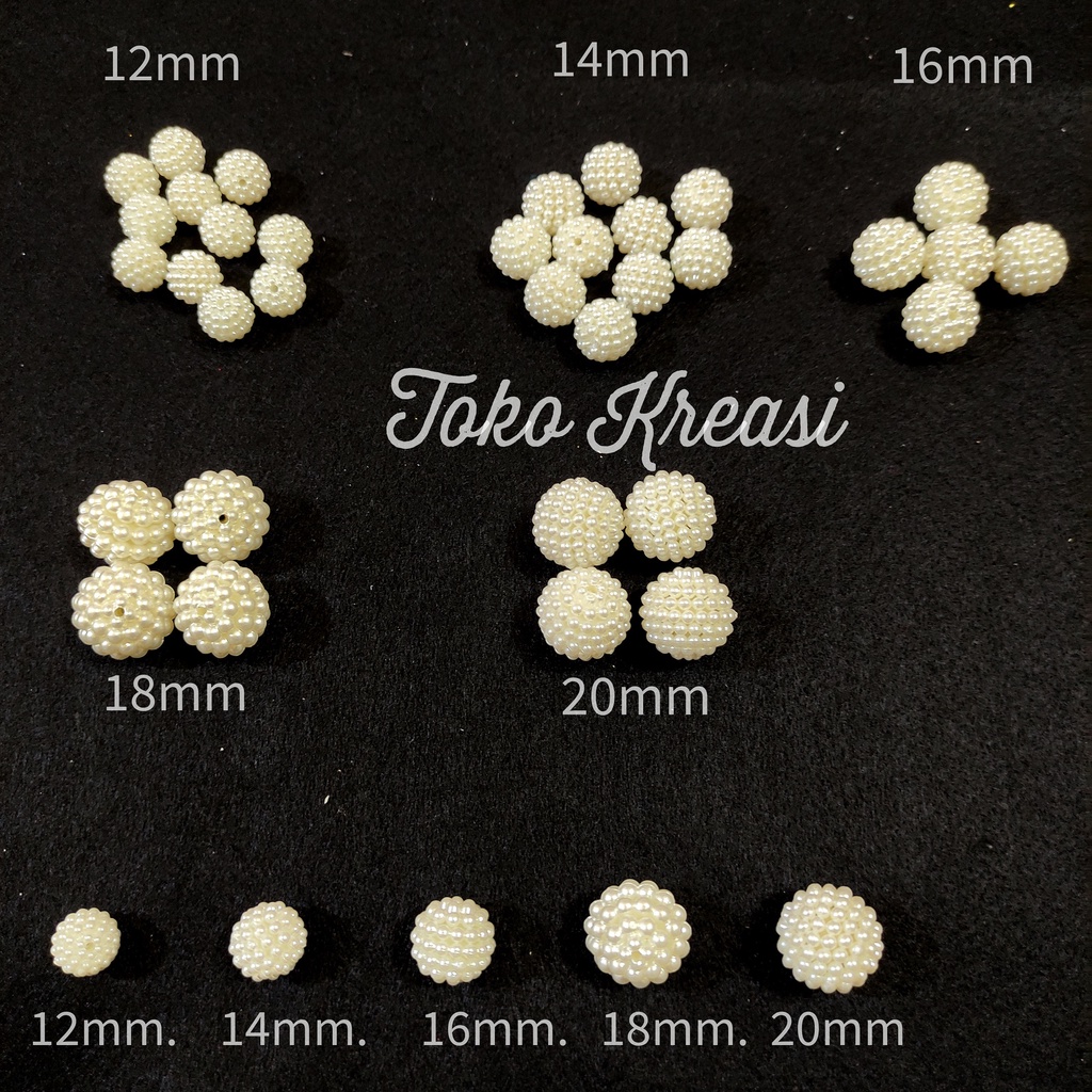 (Per Bungkus) Mote Pearl Bulat / Mote Berry / Mote Durian / Manik Berry / Manik Durian / Manik Pearl Bulat