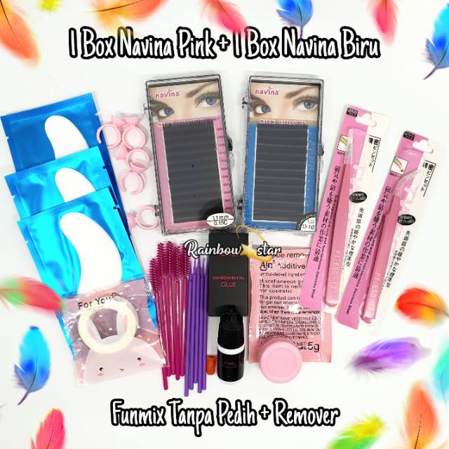 Paket Hemat Eyelash Extension 3/Paket Ekstensi Lem Funmix