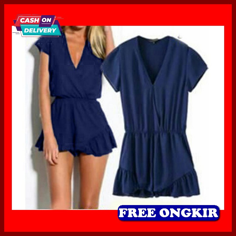 Jumpsuit Wanita Calvin Klein Round Neck Import Kualitas Premium - Sq703 Long Devina - Hitam [Jumpsui