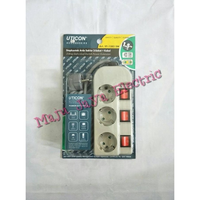 StopKontak / Stop Kontak / Colokan cabang 3 Lubang Uticon ST-1382 SW