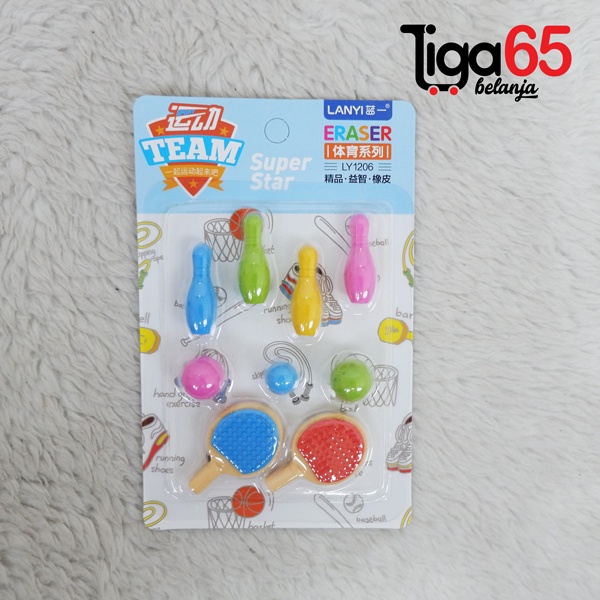 365 Cartoon Eraser #40889 Penghapus Set Bowling Shape Penghapus Kartun Isi 8 pcs