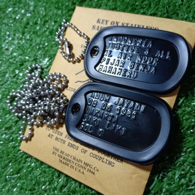 Kalung Tentara Dog Tag Import Black Double Plat
