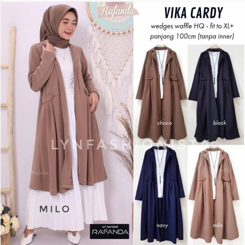 VIKA CARDY/LONG OUTER CARDIGAN WANITA MUSLIMAH/CARDI PANJANG POLOS MURAH/ZALINA-5