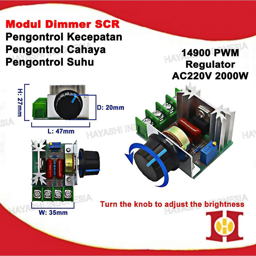 Dimmer SCR 2000W Motor Speed Controller 220V AC PWM Regulator 14900