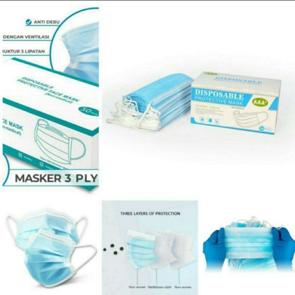 Masker 3Ply 3Ply Biru Masker Disposable Masker Earloop Masker 3 Ply Masker 3Ply Masker Biru