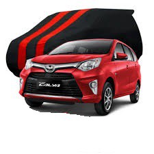 Body Cover Mobil Calya Sigra Warna Hitam List Merah / Selimut Mobil