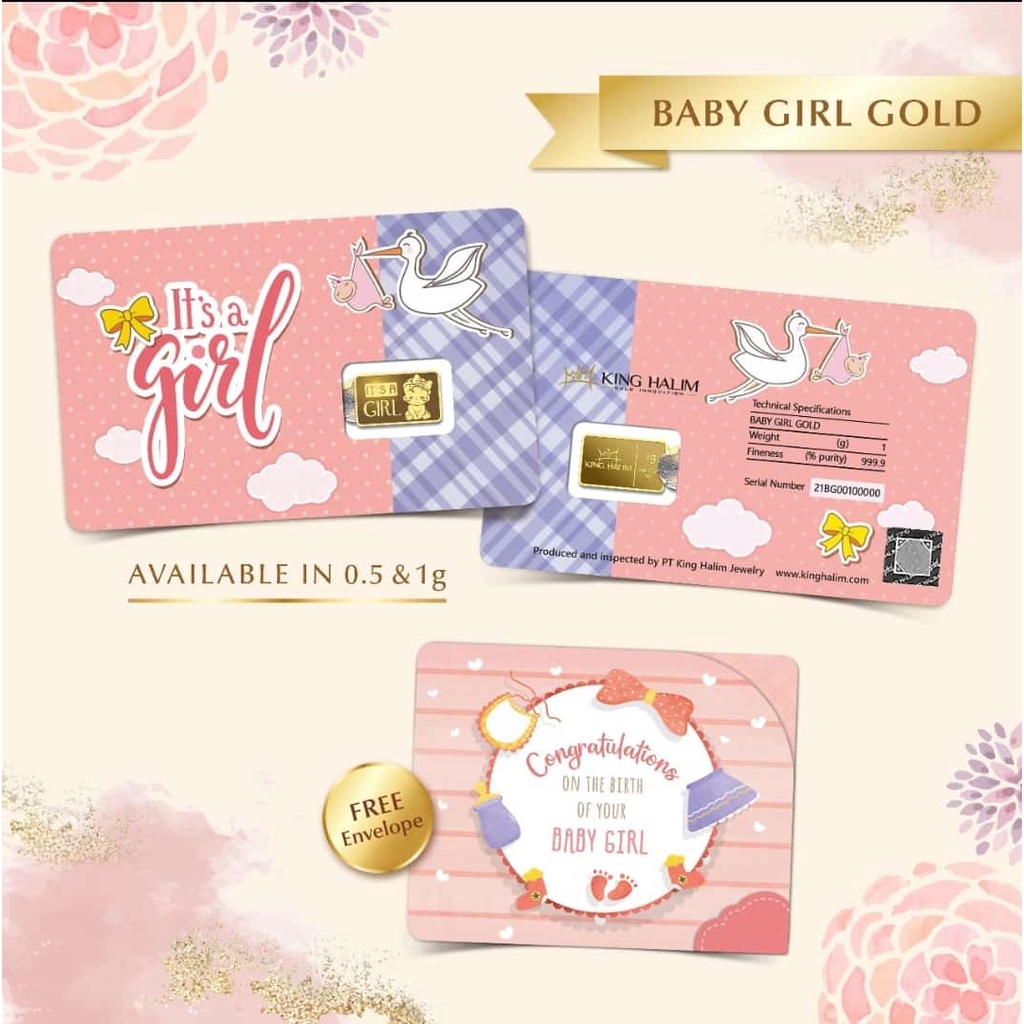 Logam Mulia emas King Halim 0.5gr / "Baby Boy or Baby Girl" gift series (hadiah)