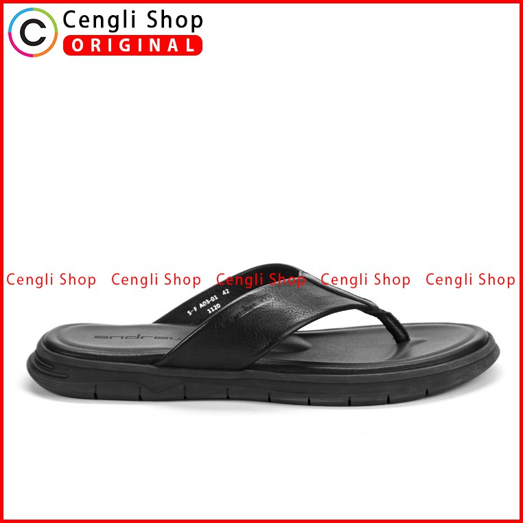 ANDREW SANDAL JEPIT PRIA TERBARU ORIGINAL CASUAL KULIT HITAM ANM11