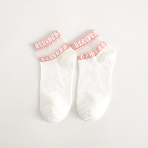 COD - Kaos Kaki Wanita / Kaos Kaos Decided / Kaos Kaos Korea / Kaos Kaki Pendek / Socks K5009-Putih