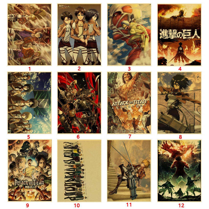 Stiker Dinding Motif Print Anime Jepang Attack On Titan Bahan Kertas Kraft Untuk Rumah