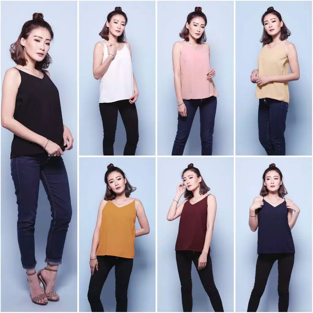 Tanktop Wanita Silk Basic Camisole Tanktop Polos
