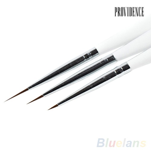 Providence 3pcs / Set Brush Pen Liner Bahan Akrilik Untuk Gambar Nail Art / Manicure