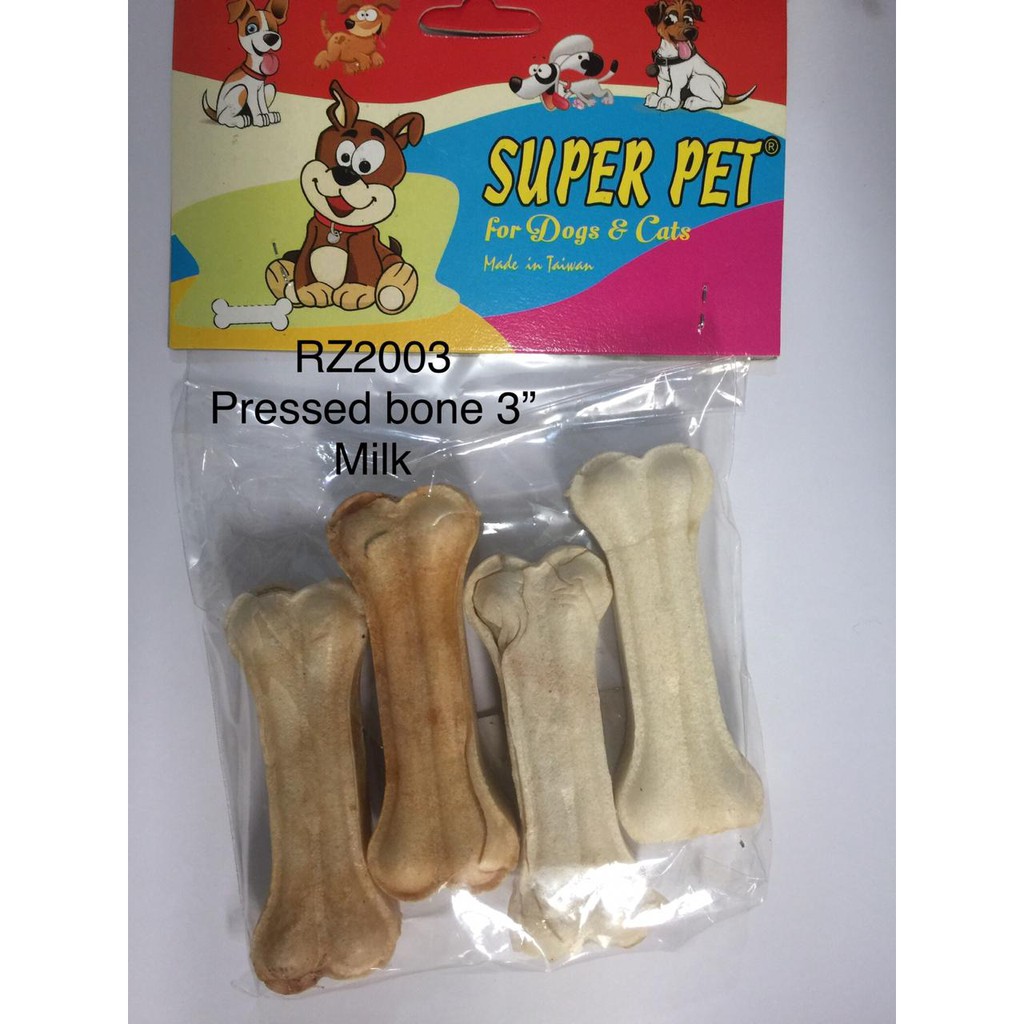 snack tulang anjing rasa susu Pressed bone 3&quot; RBP20034- WHITE RBP1003 Natural