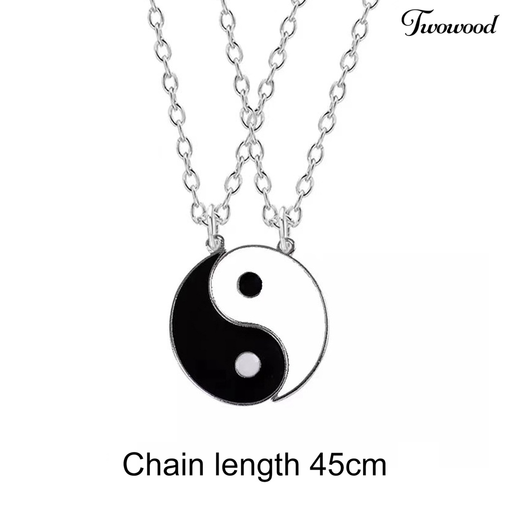 Kalung Liontin Tai Chi Bahan Alloy Tahan Karat Isi 1 Pasang Untuk Unisex