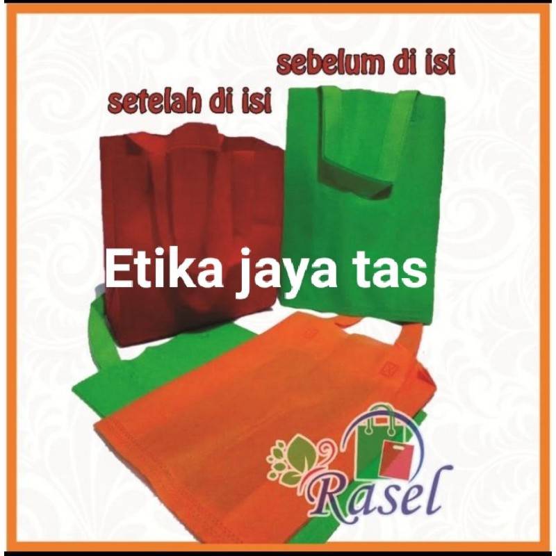 tas press/tas spunbond goodie bag tali uk jumbo/besar/kecil(20x25 , 25x35 , 30x40 , 38x45 ) untuk kantong belanja lipat