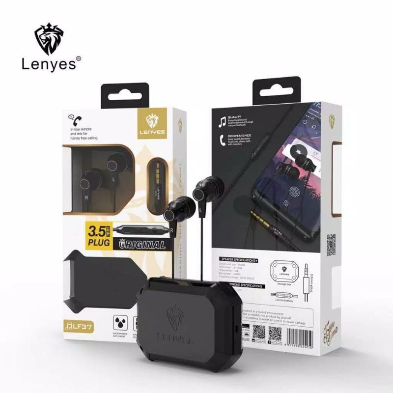 HEADSEAT HANDSFREE EARPHONE HF LENYES LF 37 STEREO BASS HIGH QUALITY