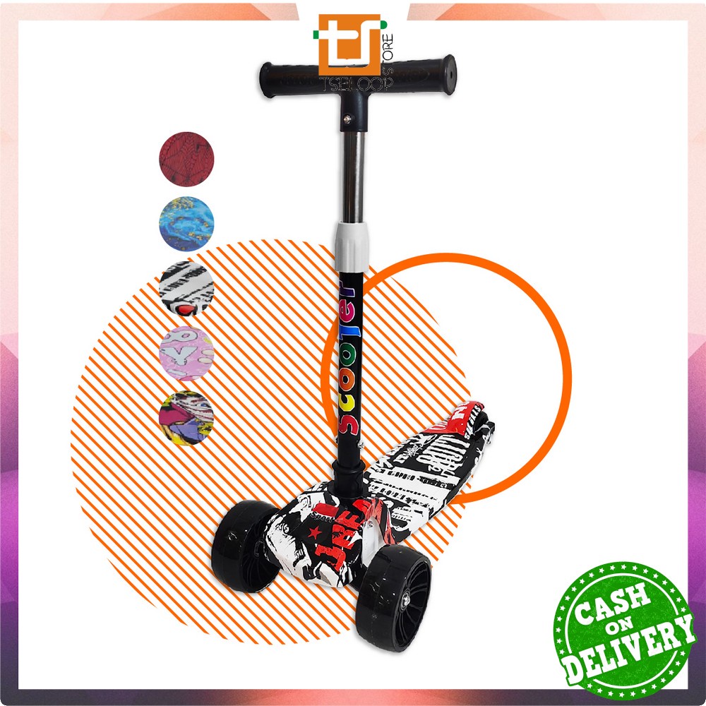 Mainan Skuter Anak Karakter Scooter Roda 3 Otoped Anak Bisa Dilipat Injak Mainan Outdoor Kickboard S