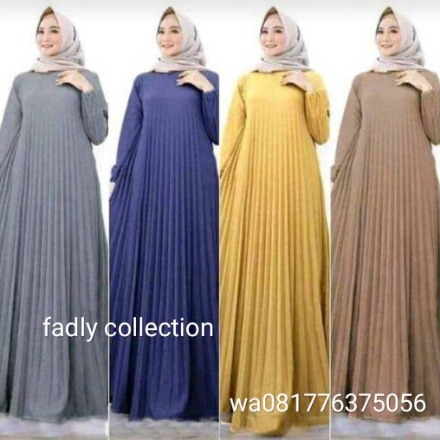 Gamis plisket lengan panjang
